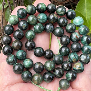 Dark Green Emerald 8mm round natural gemstone beads 15.5" strand - Oz Beads 