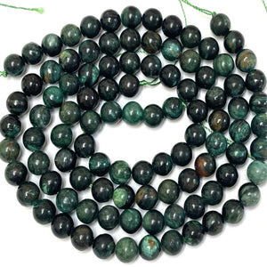 Dark Green Emerald 8mm round natural gemstone beads 15.5" strand - Oz Beads 