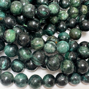 Dark Green Emerald 8mm round natural gemstone beads 15.5" strand - Oz Beads 