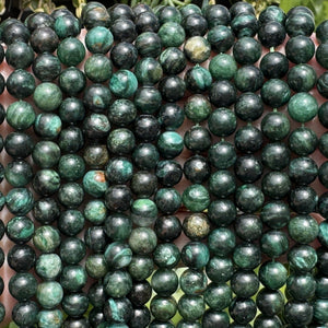 Dark Green Emerald 8mm round natural gemstone beads 15.5" strand - Oz Beads 