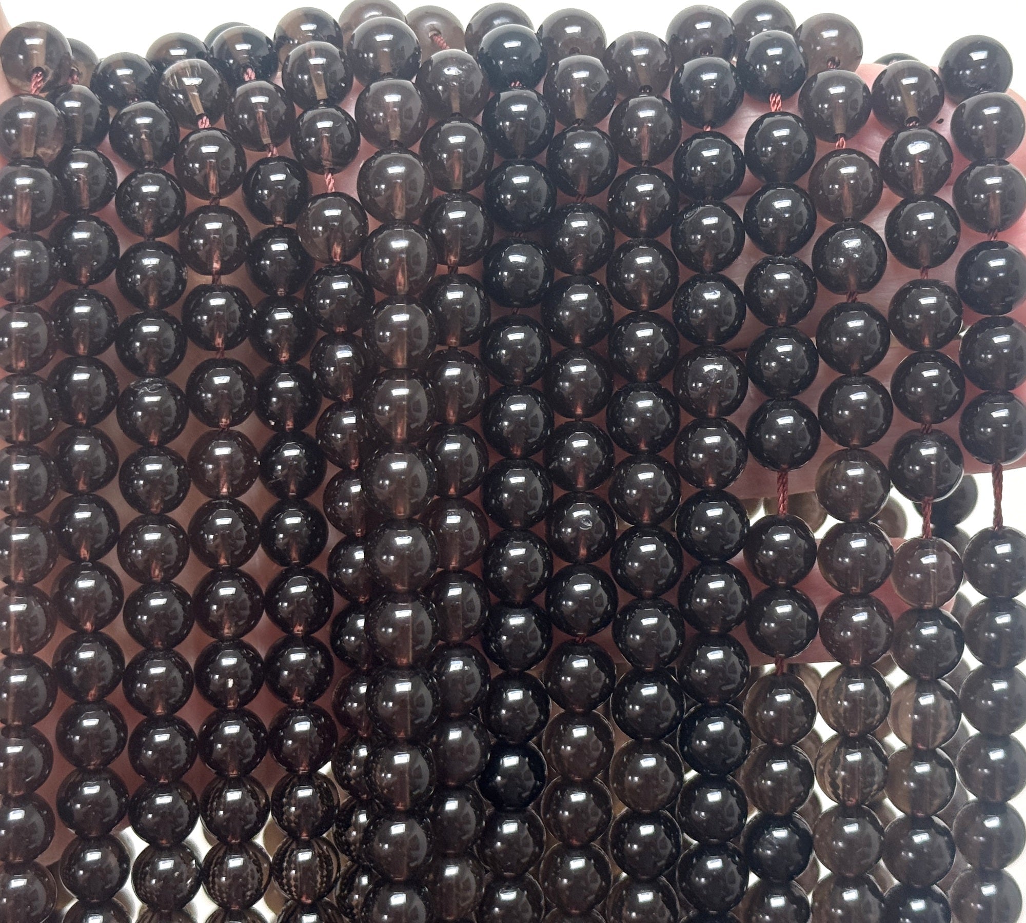 Dark Smoky Quartz 8mm round natural gemstone beads 15.5" strand - Oz Beads 