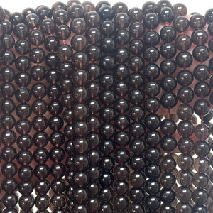 Dark Smoky Quartz 8mm round natural gemstone beads 15.5" strand - Oz Beads 