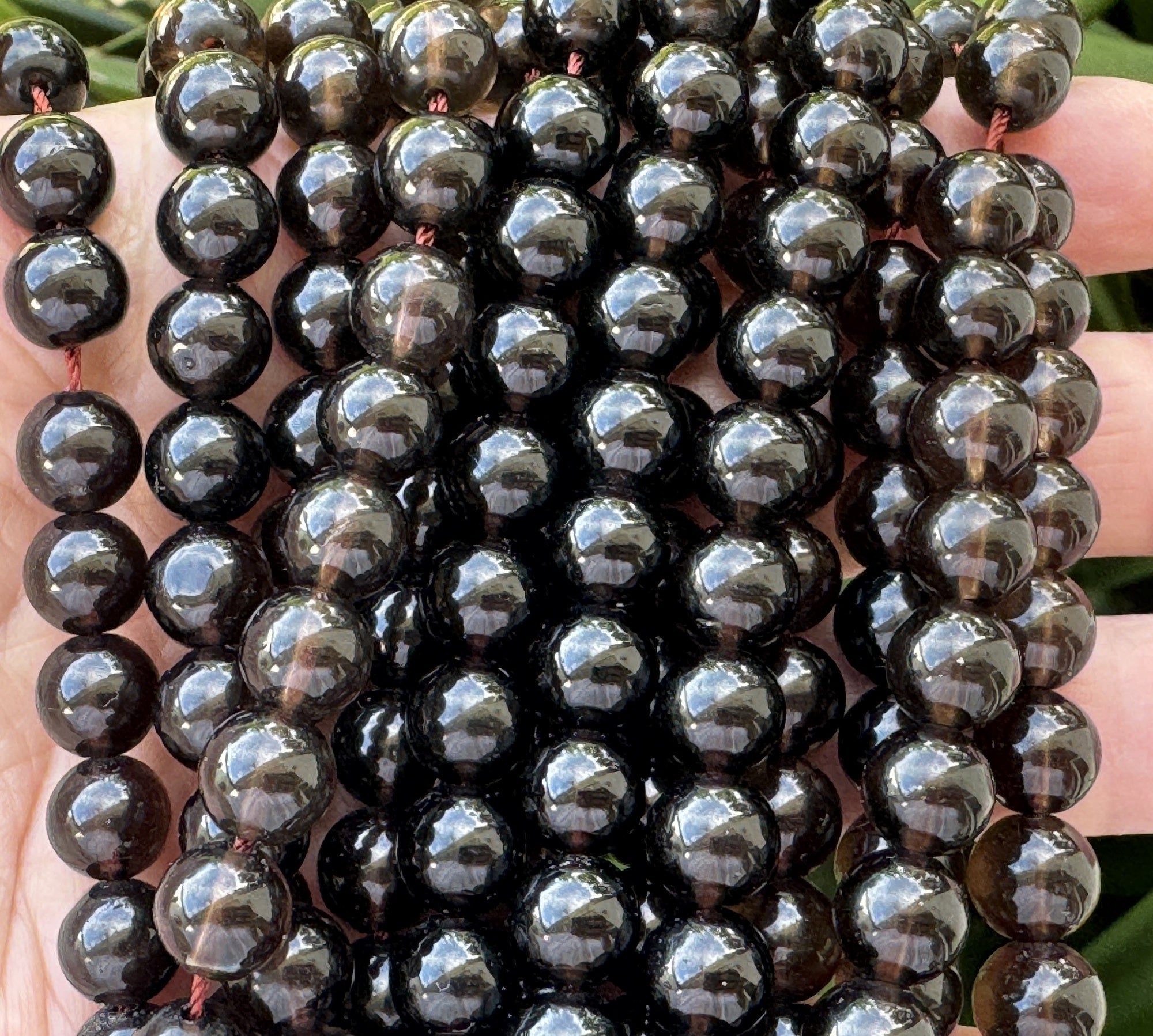 Dark Smoky Quartz 8mm round natural gemstone beads 15.5" strand - Oz Beads 
