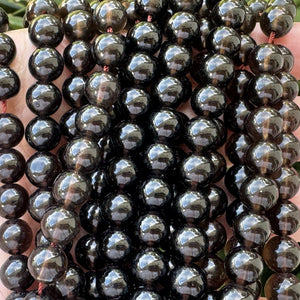 Dark Smoky Quartz 8mm round natural gemstone beads 15.5" strand - Oz Beads 