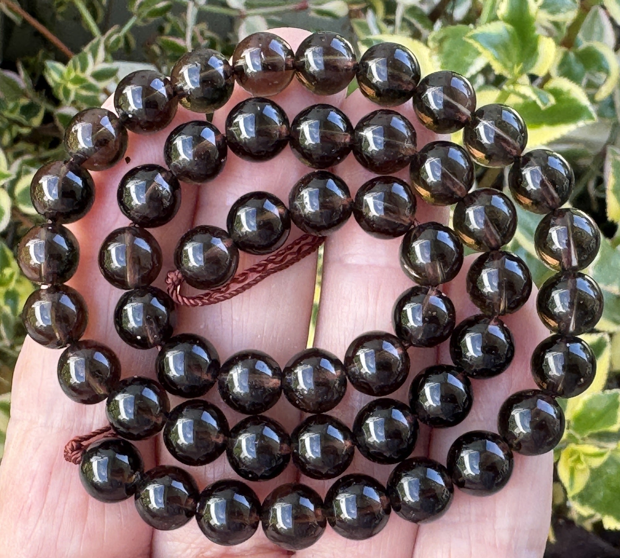 Dark Smoky Quartz 8mm round natural gemstone beads 15.5" strand - Oz Beads 