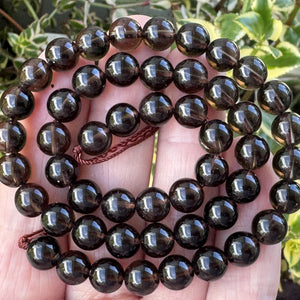 Dark Smoky Quartz 8mm round natural gemstone beads 15.5" strand - Oz Beads 