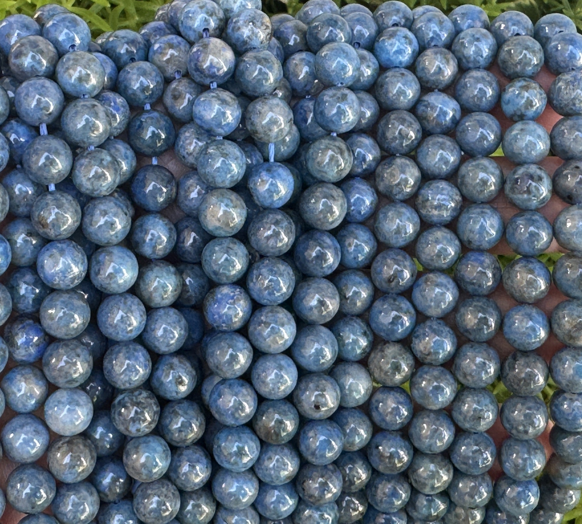 Denim Blue Lapis Lazuli 8mm round gemstone beads 15.5" strand - Oz Beads 