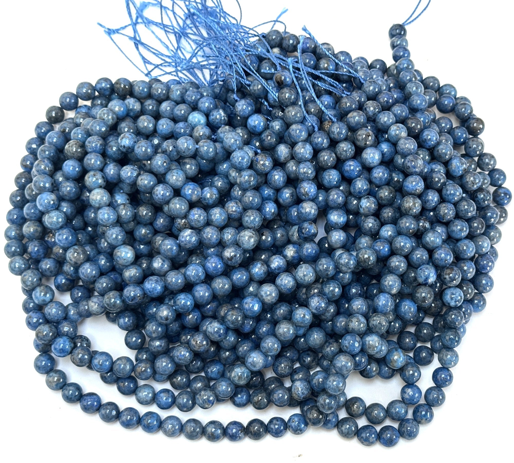 Denim Blue Lapis Lazuli 8mm round gemstone beads 15.5" strand - Oz Beads 