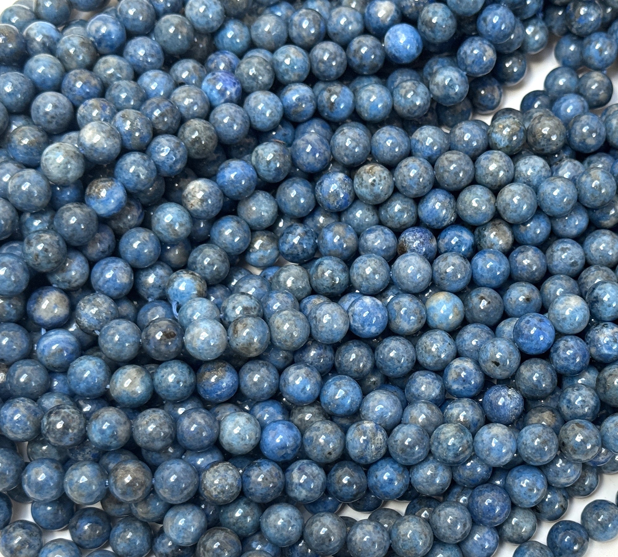Denim Blue Lapis Lazuli 8mm round gemstone beads 15.5" strand - Oz Beads 