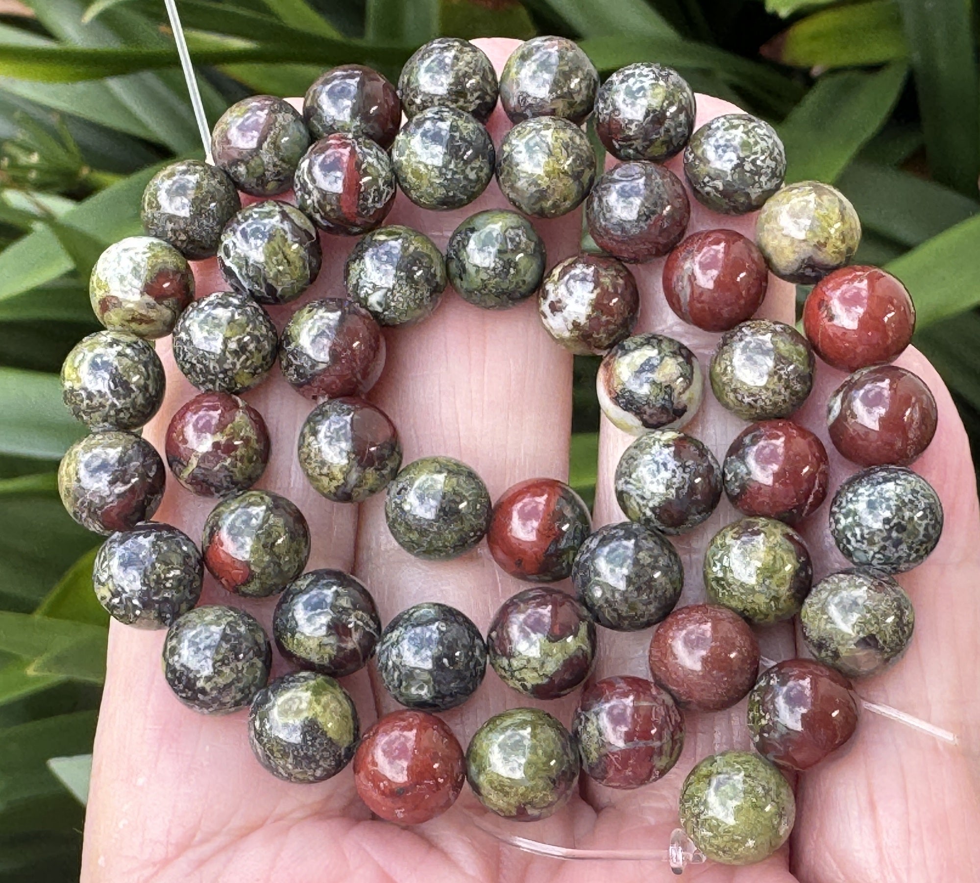 Dragon Blood Jasper 8mm round natural gemstones beads 15.5" strand - Oz Beads 