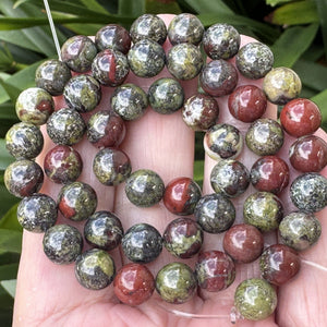 Dragon Blood Jasper 8mm round natural gemstones beads 15.5" strand - Oz Beads 