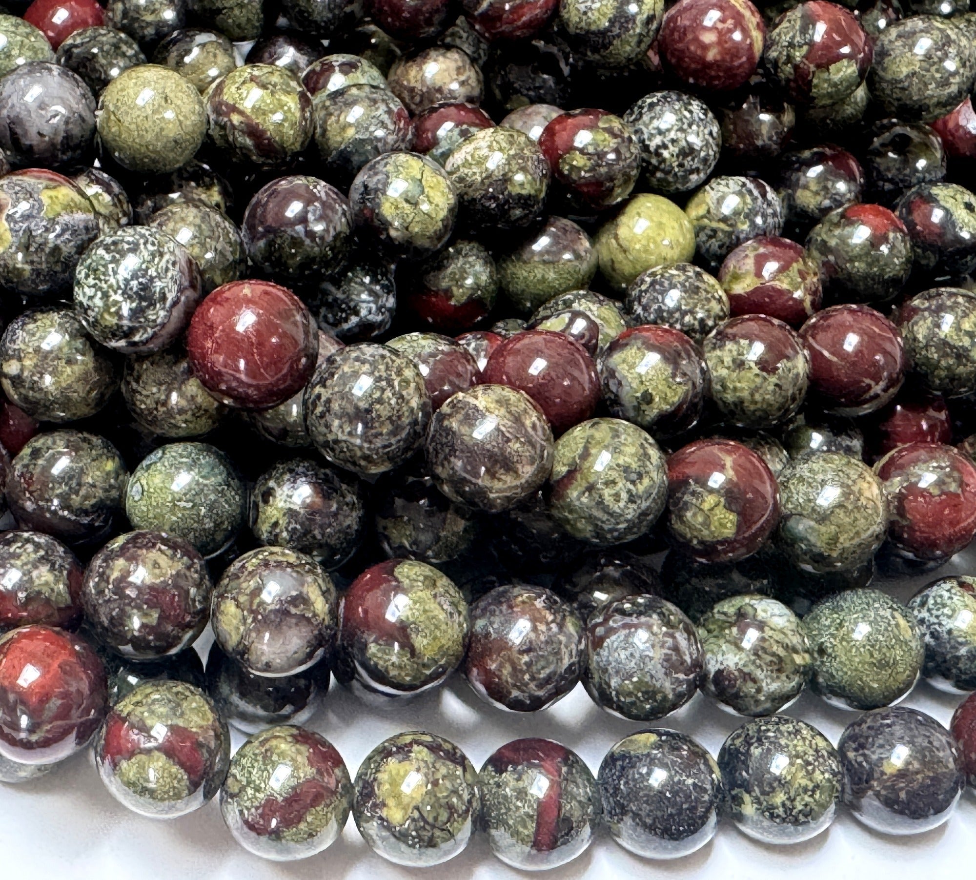 Dragon Blood Jasper 8mm round natural gemstones beads 15.5" strand - Oz Beads 