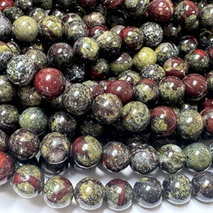 Dragon Blood Jasper 8mm round natural gemstones beads 15.5" strand - Oz Beads 