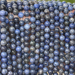 Dumortierite 6mm round natural gemstone beads 15.5" strand - Oz Beads 