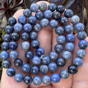 Dumortierite 6mm round natural gemstone beads 39cm strand - Oz Beads