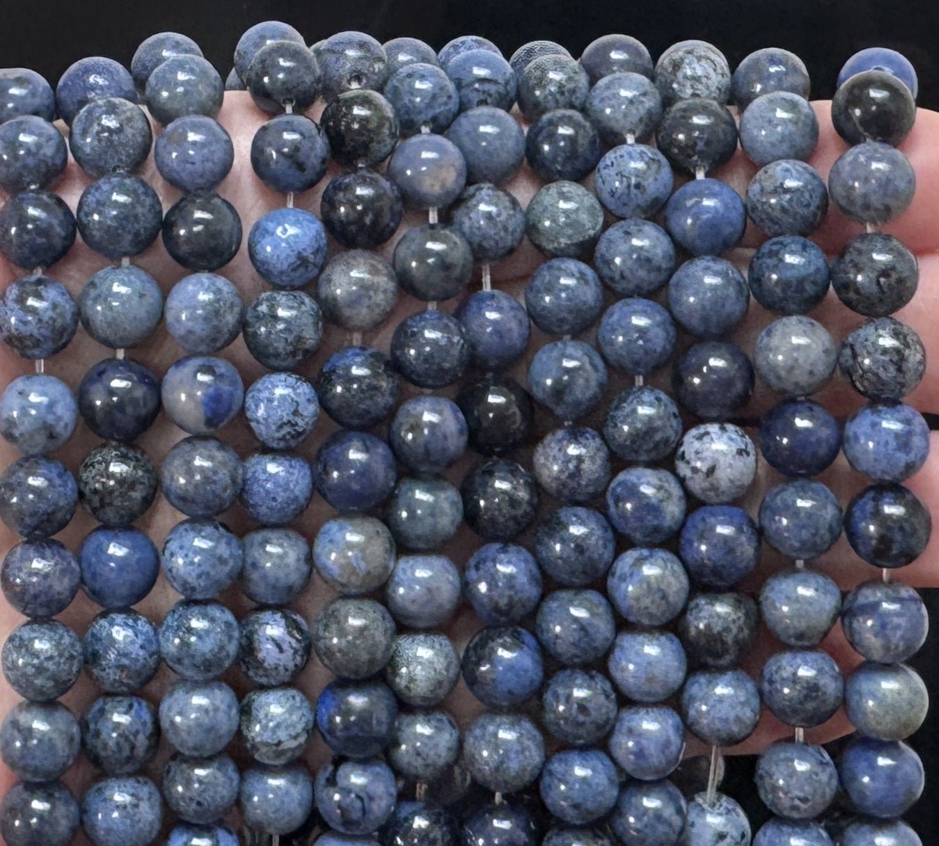 Dumortierite 6mm round natural gemstone beads 39cm strand - Oz Beads
