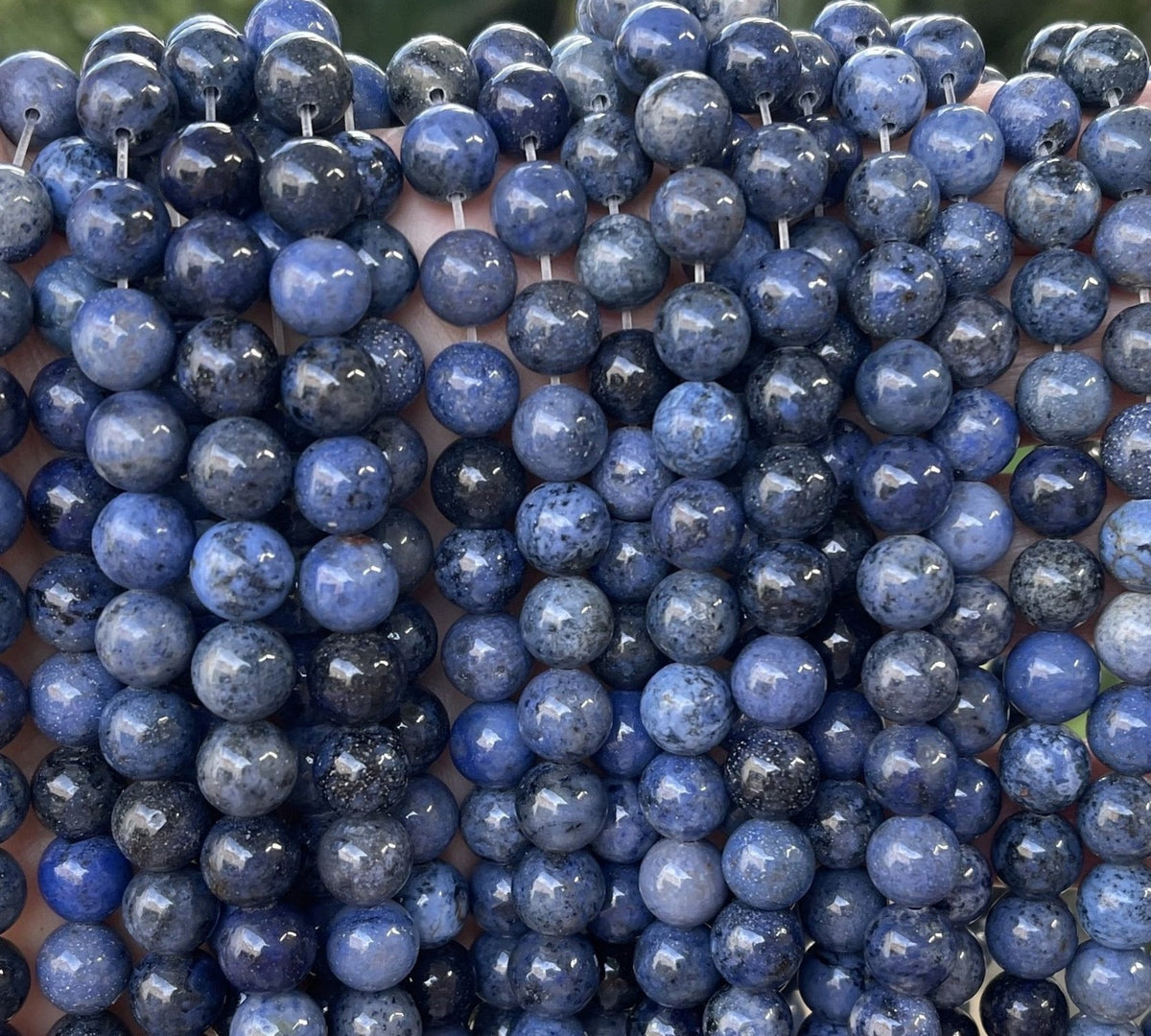Dumortierite 8mm round natural gemstone beads 15" strand - Oz Beads 