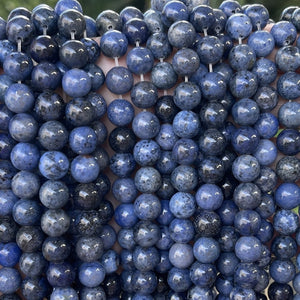 Dumortierite 8mm round natural gemstone beads 15" strand - Oz Beads 