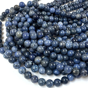 Dumortierite 8mm round natural gemstone beads 38cm strand - Oz Beads