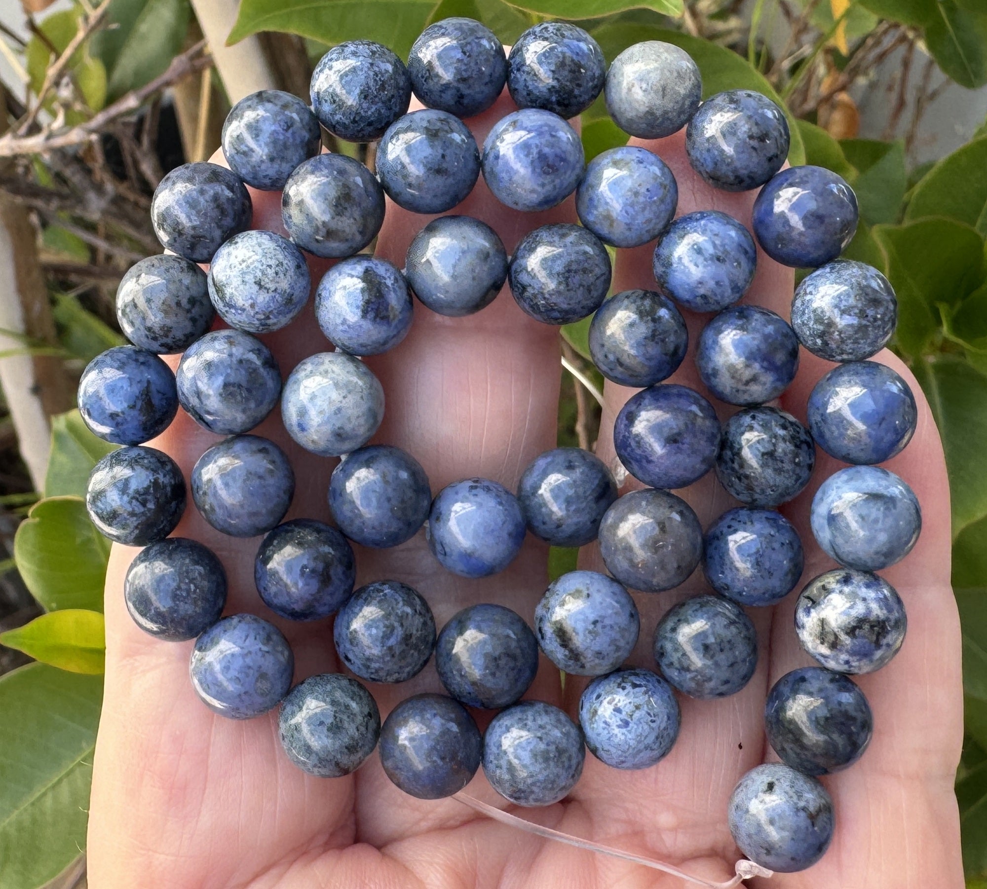 Dumortierite 8mm round natural gemstone beads 38cm strand - Oz Beads