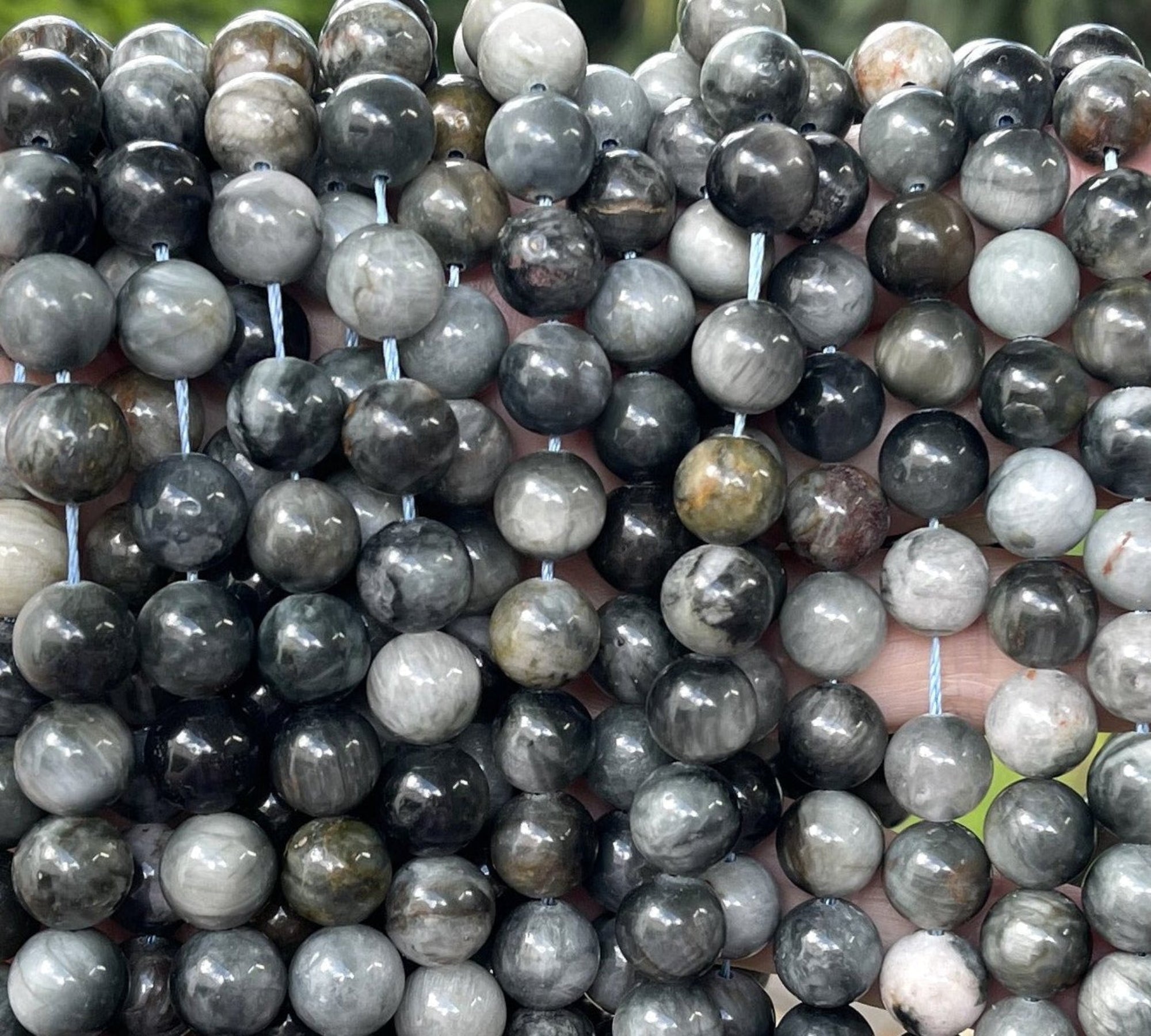 Eagle Eye 10mm round natural gemstone beads 15.5" strand - Oz Beads 