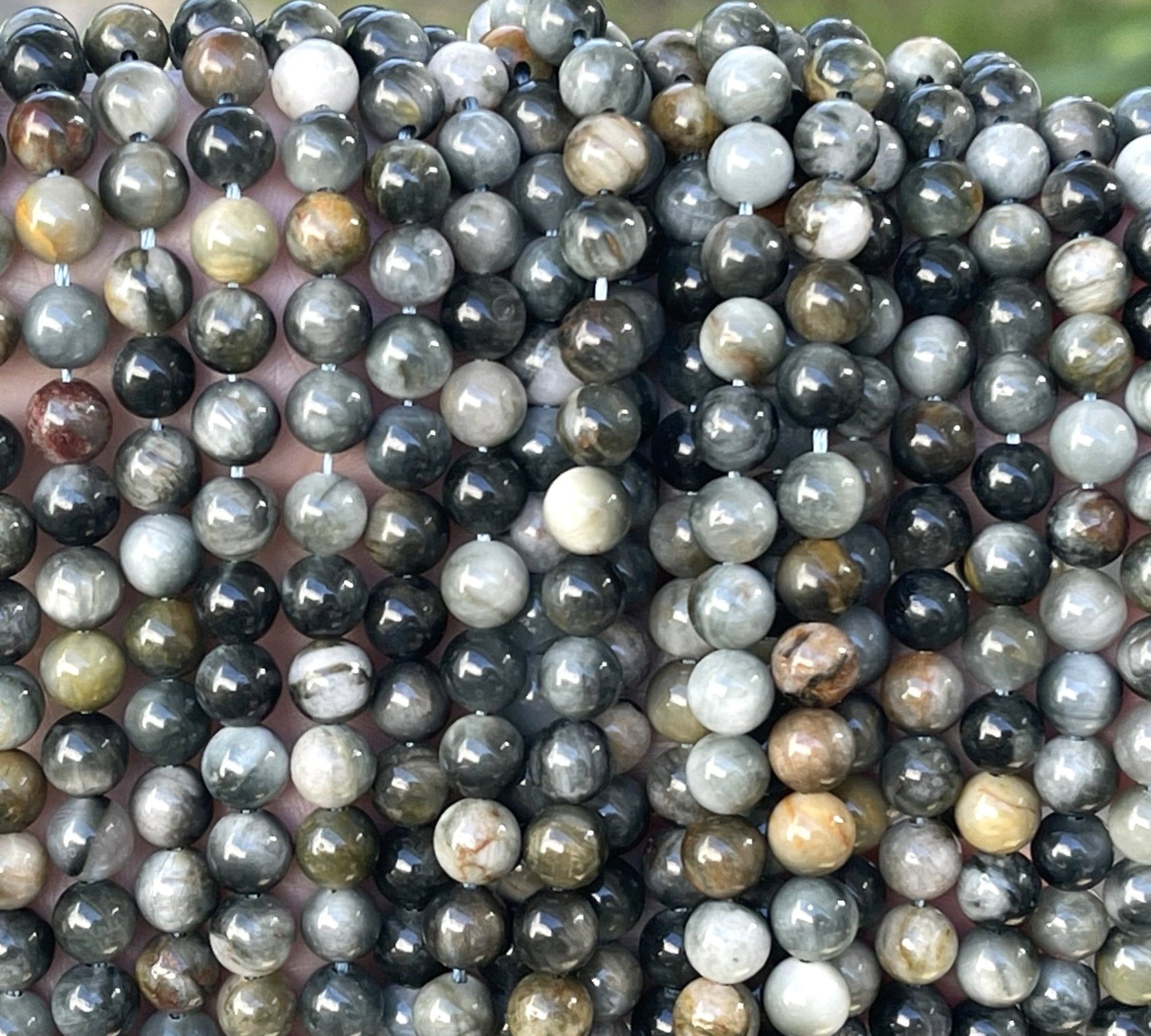 Eagle Eye 6mm round natural gemstone beads 15.5" strand - Oz Beads 