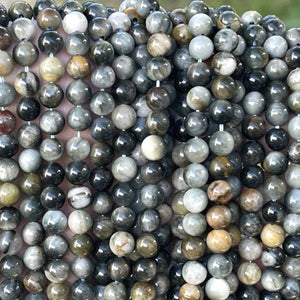 Eagle Eye 6mm round natural gemstone beads 15.5" strand - Oz Beads 