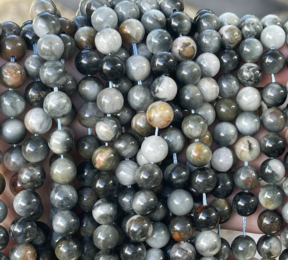 Eagle Eye 8mm round natural gemstone beads 15.5" strand - Oz Beads 