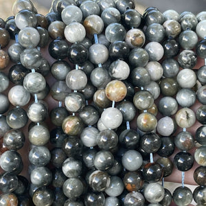 Eagle Eye 8mm round natural gemstone beads 15.5" strand - Oz Beads 