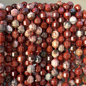 Fire Poppy Jasper faceted 9x10mm energy prism beads 15" strand - Oz Beads 