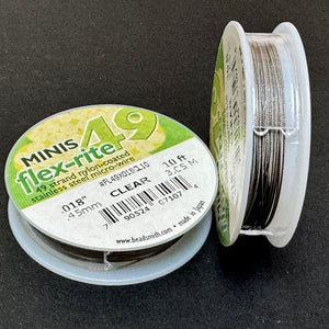 Flexrite 49 strands 0.018" beading wire, Clear, 10 Ft Mini - Oz Beads 