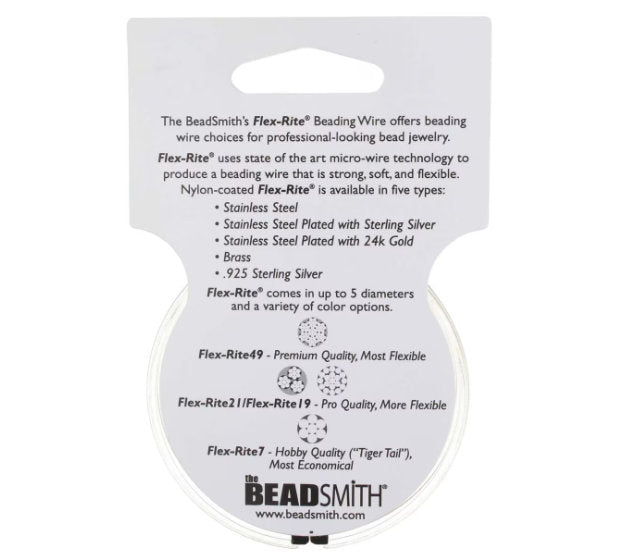 Flexrite 49 strands 0.018" beading wire, Clear, 30 Ft - Oz Beads 