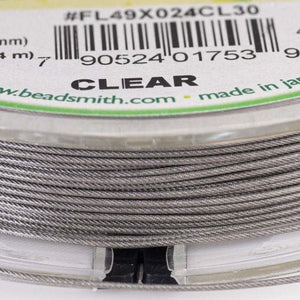 Flexrite 49 strands 0.024" beading wire, Clear, 30 Ft (9.1m) - Oz Beads