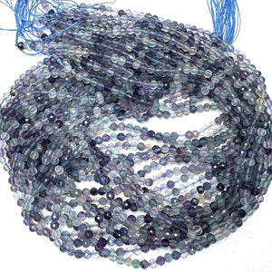 Fluorite 3mm 4mm faceted round natural gemstone beads 15.5" strand - Oz Beads 