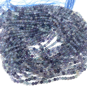 Fluorite 3mm 4mm faceted round natural gemstone beads 15.5" strand - Oz Beads 