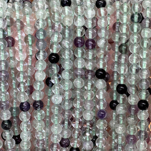 Fluorite 4mm round gemstone beads 15" strand - Oz Beads 