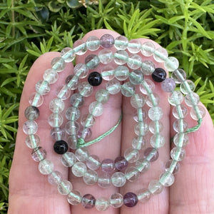 Fluorite 4mm round gemstone beads 15" strand - Oz Beads 
