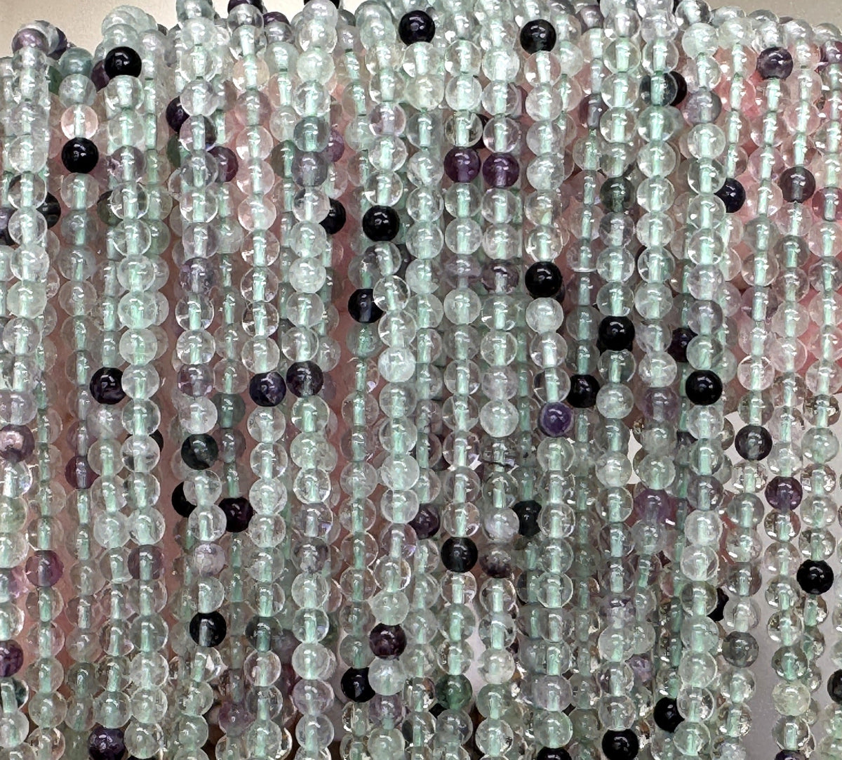 Fluorite 4mm round gemstone beads 15" strand - Oz Beads 