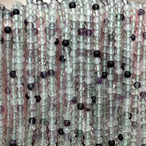 Fluorite 4mm round gemstone beads 15" strand - Oz Beads 