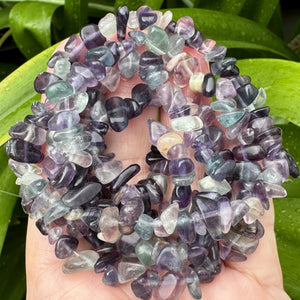 Fluorite 6-9mm chip beads natural gemstone chips 32" strand - Oz Beads 
