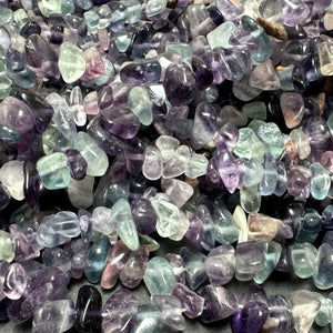 Fluorite 6-9mm chip beads natural gemstone chips 32" strand - Oz Beads 