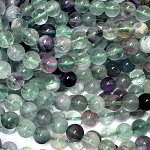 Fluorite 6mm round gemstone beads 16" strand - Oz Beads 