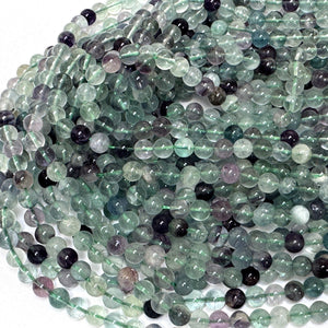 Fluorite 6mm round gemstone beads 16" strand - Oz Beads 