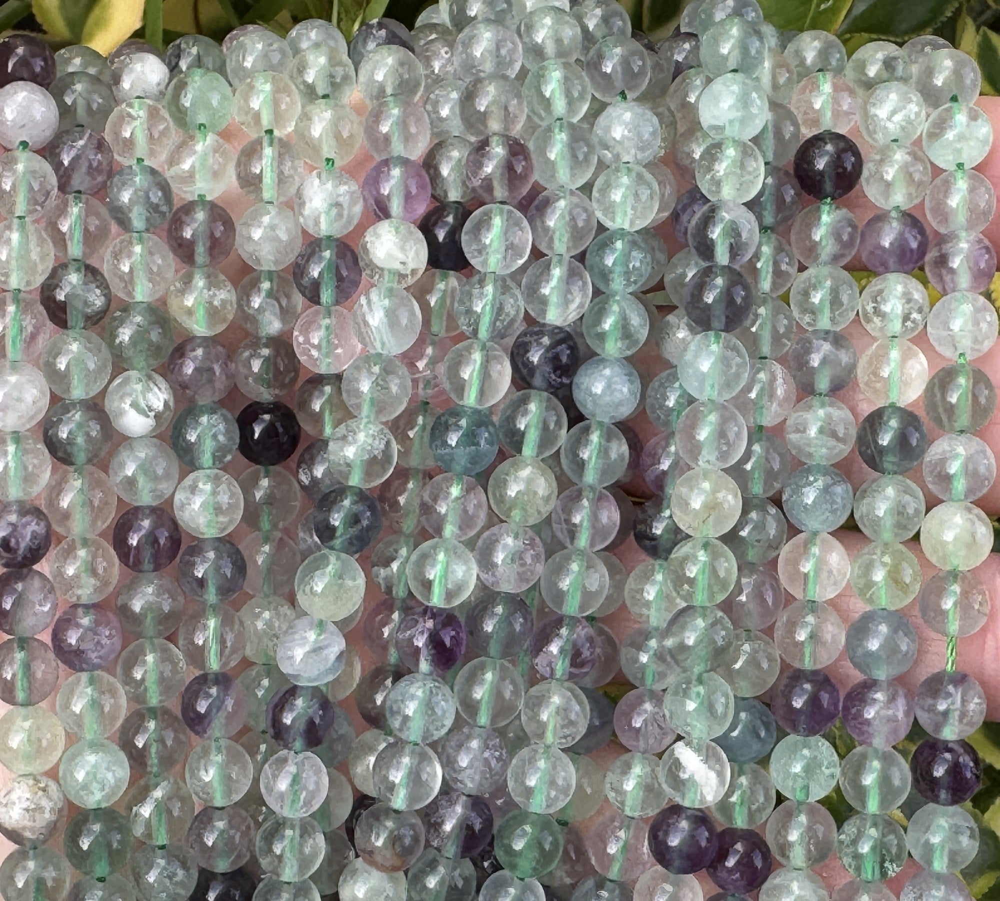 Fluorite 6mm round gemstone beads 16" strand - Oz Beads 