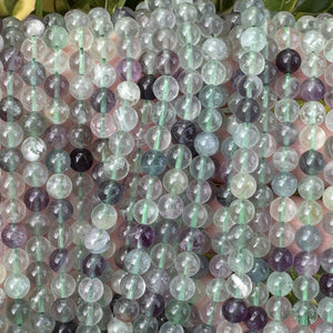 Fluorite 6mm round gemstone beads 16" strand - Oz Beads 