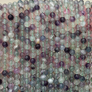 Fluorite 6mm round gemstone beads 16" strand - Oz Beads 