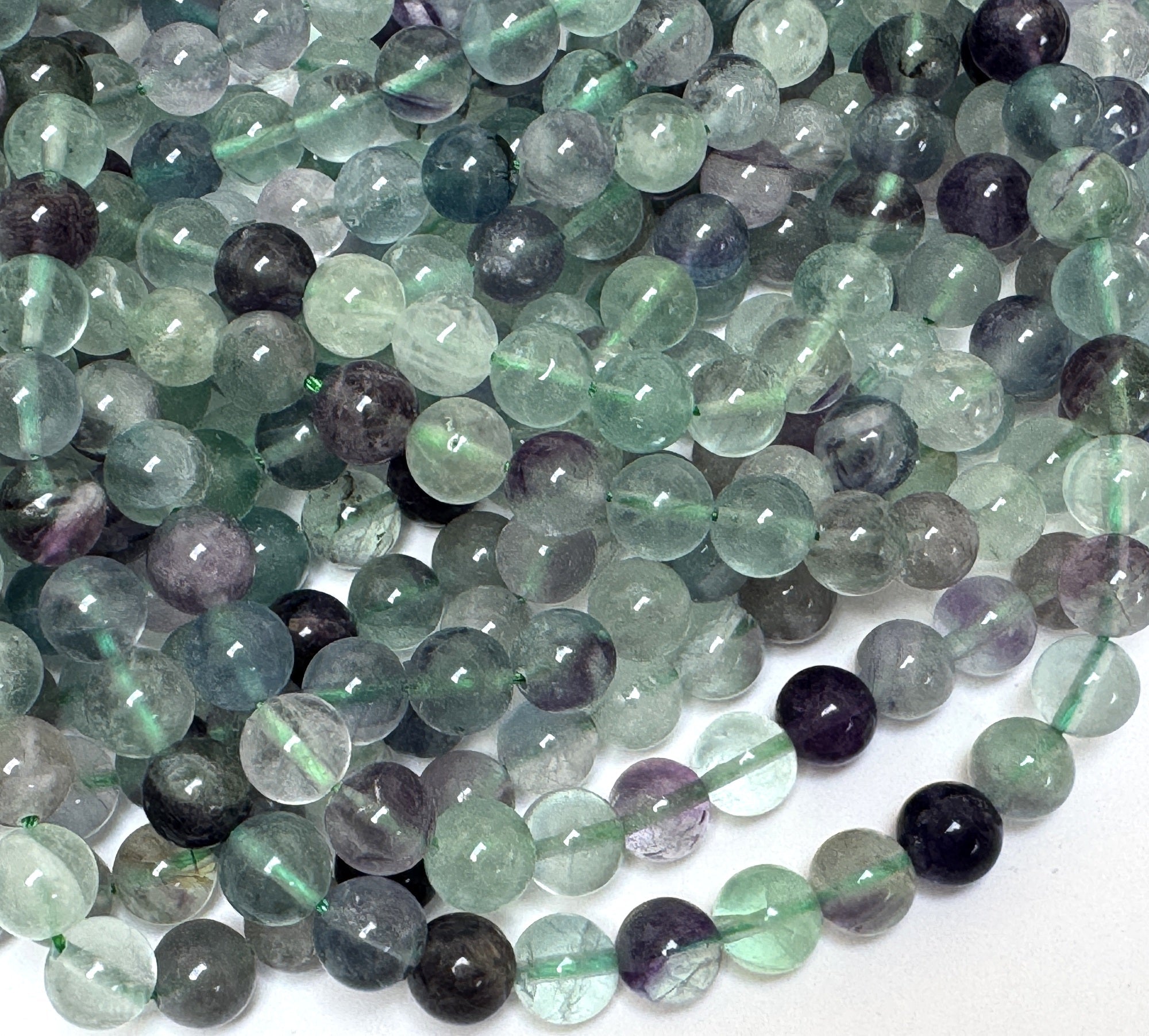 Fluorite 8mm round natural gemstone beads 15.5" strand - Oz Beads 