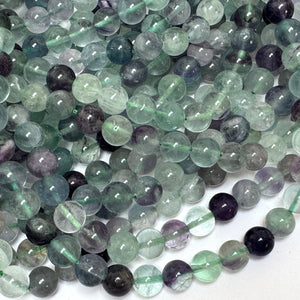 Fluorite 8mm round natural gemstone beads 15.5" strand - Oz Beads 