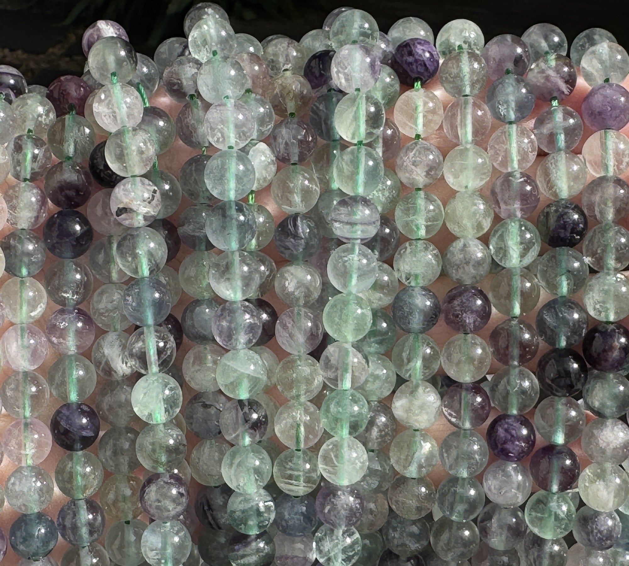 Fluorite 8mm round natural gemstone beads 15.5" strand - Oz Beads 