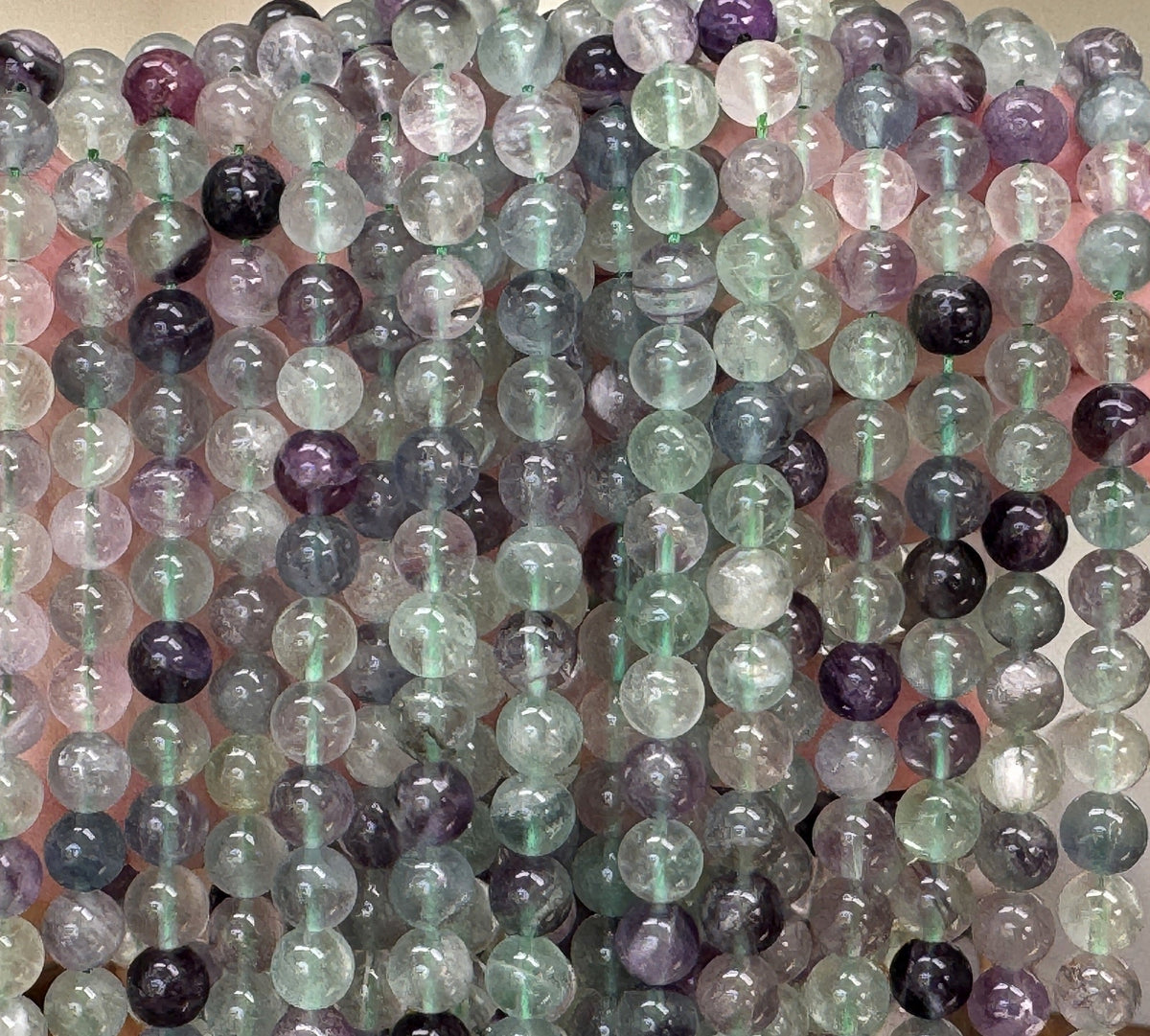 Fluorite 8mm round natural gemstone beads 15.5" strand - Oz Beads 